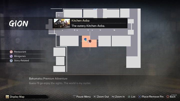 The Kitchen Aoba Chef is located in the south part of the Gion district, in the Kitchen Aoba restaurant - Like a Dragon Ishin: Friendships - Shops - Secrets and activities - Like a Dragon Ishin Guide