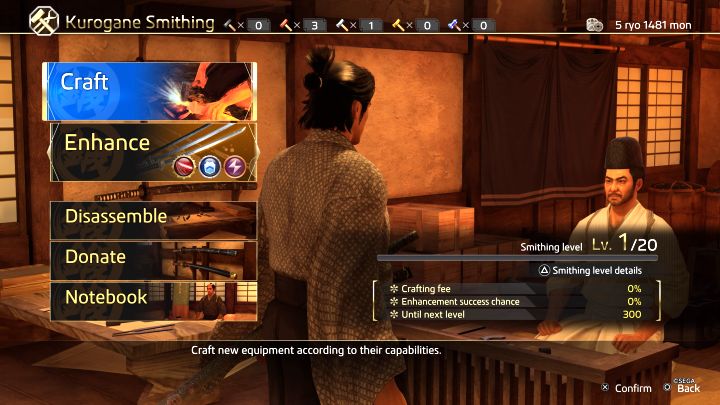 You need to craft all 206 pieces of equipment - Like a Dragon Ishin: Completion List - Basics - Like a Dragon Ishin Guide