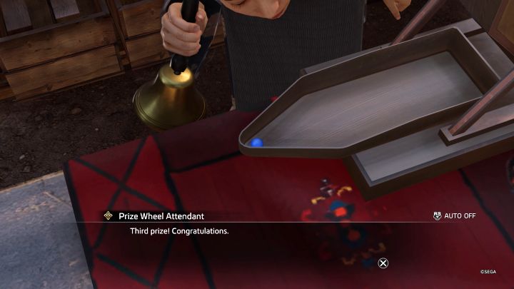 You have to spin the Prize Wheel (left analog stick on the pad), and the ball color tells you about the type of prize you earn - Like a Dragon Ishin: How to play the lottery? - Activities - Like a Dragon Ishin Guide