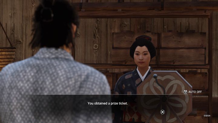 You will receive the first Prize Ticket for free from the lottery employee to test the mini-game - Like a Dragon Ishin: How to play the lottery? - Activities - Like a Dragon Ishin Guide