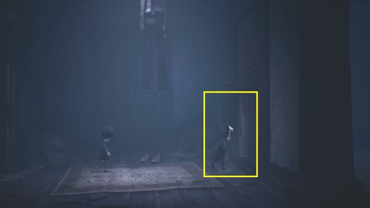 Leave this room by squeezing through a narrow crack in the door - Little Nightmares 2: Road to the Orphanage - Chapter 2 walkthrough - Chapter 2 - Orphanage - Little Nightmares 2 Guide