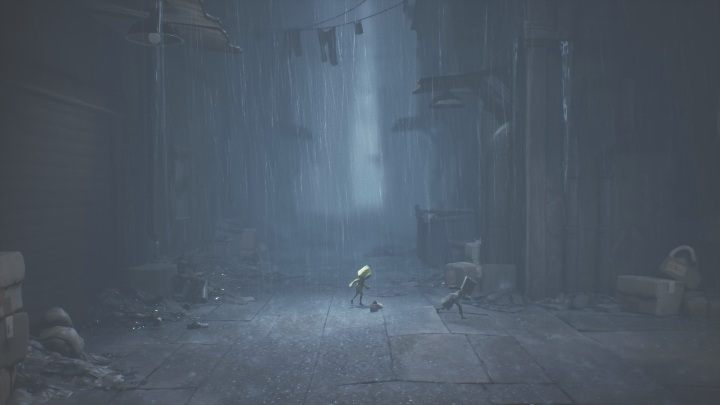 Once you manage to get outside, you will have to deal with heavy rainfall - Little Nightmares 2: Crossing the city - Chapter 4 walkthrough - Chapter 4 - Getting to the Tower - Little Nightmares 2 Guide