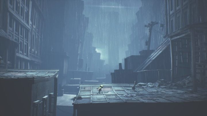 Once again you will go out into a downpour - Little Nightmares 2: Crossing the city - Chapter 4 walkthrough - Chapter 4 - Getting to the Tower - Little Nightmares 2 Guide