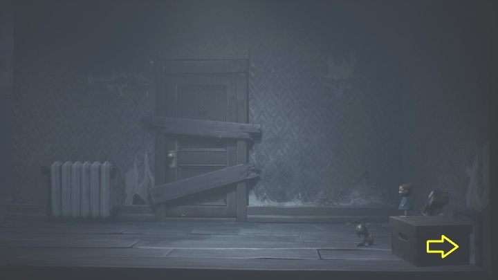 To continue on, you will have to push aside the crate blocking the entrance to the shaft - Little Nightmares 2: Building - Chapter 4 walkthrough - Chapter 4 - Getting to the Tower - Little Nightmares 2 Guide