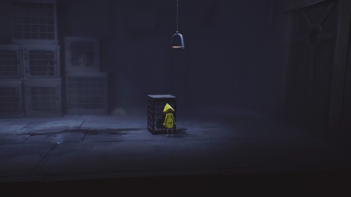 Move the cage underneath the lever. - Little Nightmares: Escape from the cage, the blind creature - walkthrough - The Lair - Little Nightmares Game Guide