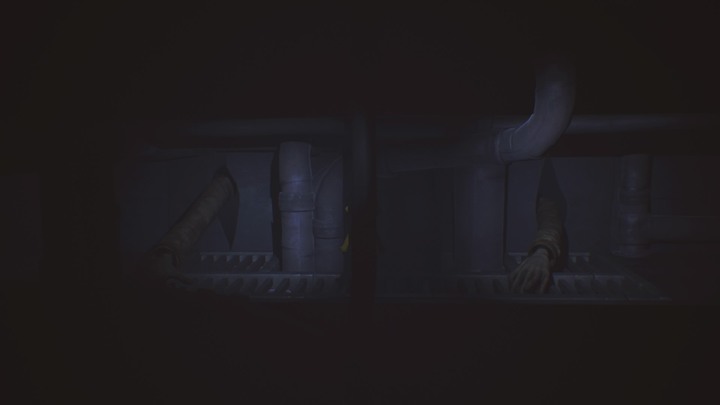 Wait until the right hand is feeling the higher pipes and then go further ahead. - Little Nightmares: Room with clocks, the library - walkthrough - The Lair - Little Nightmares Game Guide