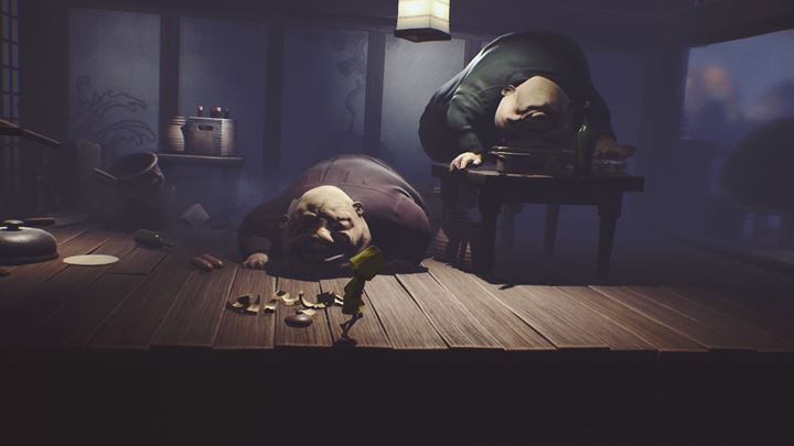 The bloodthirsty gluttons will try to eat the protagonist. - Little Nightmares: Enter the dining hall - walkthrough - The Guest Area - Little Nightmares Game Guide