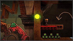 Go past the red button to pick up the prize bubble hidden in the web - Bravery Test - Da Vinci's Hideout - LittleBigPlanet 2 - Game Guide and Walkthrough