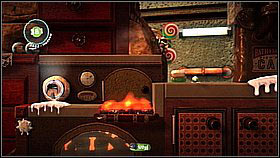 Use your gun to avoid the fire - The Cakeinator - Victoria's Laboratory - LittleBigPlanet 2 - Game Guide and Walkthrough