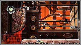 Move on by jumping over the flames using the cakes - place them in the middle of the flaming areas - The Cakeinator - Victoria's Laboratory - LittleBigPlanet 2 - Game Guide and Walkthrough