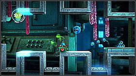 Once you get pass a few lightning bolts, you will reach a respawn point, with a fence behind it - Currant Affairs - Victoria's Laboratory - LittleBigPlanet 2 - Game Guide and Walkthrough