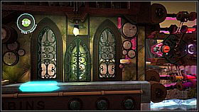 On the first floor, grab the cake on the left and jump over the electric missiles going along the floor - Kling Klong - Victoria's Laboratory - LittleBigPlanet 2 - Game Guide and Walkthrough