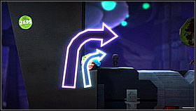 The further road leads up along the launch pads - you have to look out where you land, as the background keeps closing and opening - Pipe Dreams - The Factory of a Better Tomorrow - LittleBigPlanet 2 - Game Guide and Walkthrough