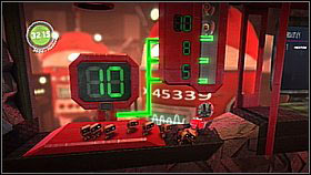 At the last part of the level, you will have to quickly run through an exploding surface - jump over obstacles and don't stop - Bang for Buck - p. 2 - The Factory of a Better Tomorrow - LittleBigPlanet 2 - Game Guide and Walkthrough