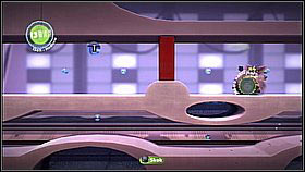 Jump out of the puppy, collect the item and enter the elevator - Avalon's Advanced Armaments Academy - Avalon - LittleBigPlanet 2 - Game Guide and Walkthrough