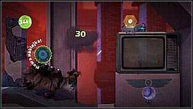 A bit further you will have to hit the shining square above you - this will you will pour out the rubble and be able to move on - Got the Hump - Avalon - LittleBigPlanet 2 - Game Guide and Walkthrough