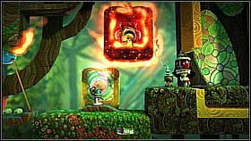 Extinguish the burning fragments of the jungle using the right analog stick and R1 [1] and afterwards ride down the elevator - Patients Are a Virtue - Eve's Asylum - LittleBigPlanet 2 - Game Guide and Walkthrough