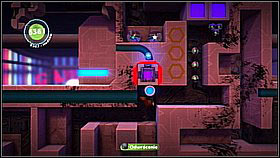 Once you come across a purple block, push it up [1] and collect the item - Set the Controls for the Heart of the Negativitron - p. 2 - The Cosmos - LittleBigPlanet 2 - Game Guide and Walkthrough