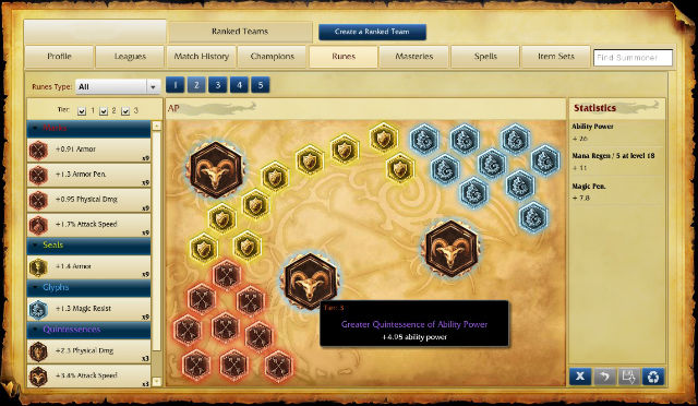 This is the runebook screen - Runes | Player profile - Player profile - League of Legends Game Guide