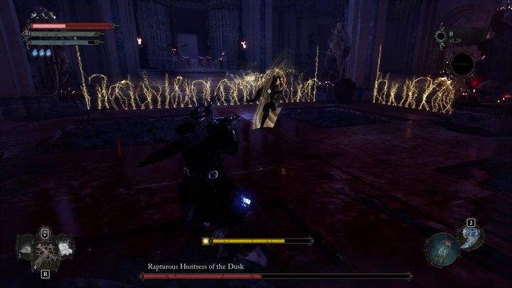 If you are low on health and cannot take the damage, use Soulflay or her - Lords of the Fallen: How to defeat Rapturous Huntress of the Dusk boss? - Main - Lords of the Fallen Guide