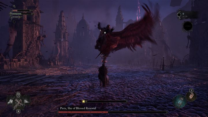 Watch as Pieta, She of Blessed Renewal, thrusts her sword into the ground - Lords of the Fallen: How to beat Pieta, She of Blessed Renewal? - Main - Lords of the Fallen Guide