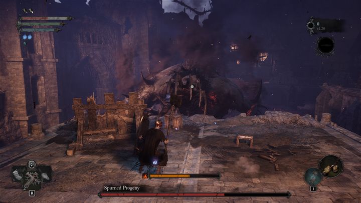 In addition to his standard, slow, but very powerful attacks, the boss can wave his hand-like tongue three times - Lords of the Fallen: How to beat Spurned Progeny boss? - Main - Lords of the Fallen Guide