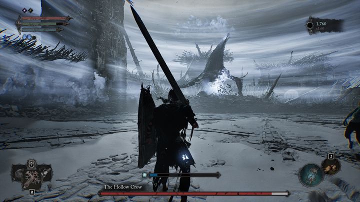 With each stage, the longer the battle continues, the more the area of the icy storm created by the Hollow Crow will begin to grow - Lords of the Fallen: How to defeat the Hollow Crow boss? - Main - Lords of the Fallen Guide