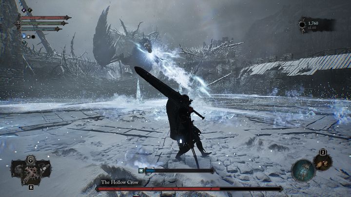 After several dozen seconds of avoiding the Hollow Crow's attacks, Lucy will appear in the center of the arena with new reinforcements - Lords of the Fallen: How to defeat the Hollow Crow boss? - Main - Lords of the Fallen Guide