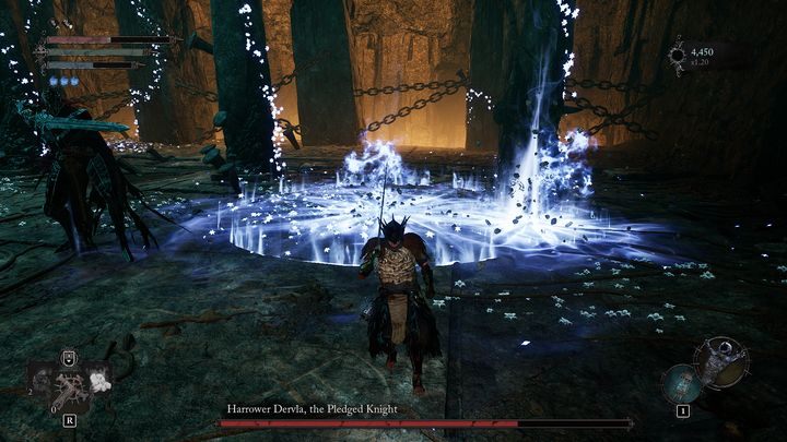 A whirlwind may appear on the central arena from time to time - Lords of the Fallen: How to defeat Harrower Dervla, the Pledged Knight boss? - Main - Lords of the Fallen Guide