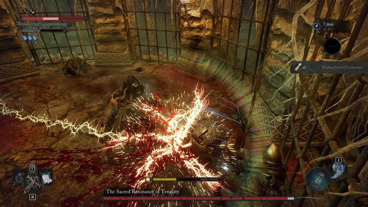 Additionally, there is a chest in the middle of the arena - Lords of the Fallen: How to defeat The Sacred Resonance of Tenacity boss? - Optional - Lords of the Fallen Guide