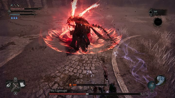 Phase 3 is the most demanding, as the boss receives access to new moves, and deals heavy fire damage with his attacks - Lords of the Fallen: How to defeat The Lightreaper boss? - Main - Lords of the Fallen Guide