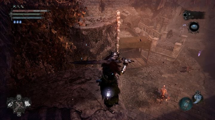 Before you enter the arena, you need to switch to Umbral, use the revealed ladder (screenshot) and jump on the platform in front of you - Lords of the Fallen: How to defeat The Lightreaper boss? - Main - Lords of the Fallen Guide