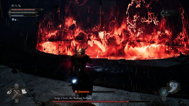 One of the new moves is the creation of a fiery aura that will first expand, and when it reaches its maximum range, it will return to the Radiant Sentinel - Lords of the Fallen: How to defeat the Judge Cleric, the Radiant Sentinel boss? - Main - Lords of the Fallen Guide
