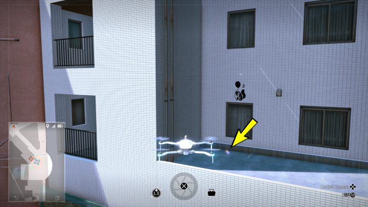 Using the drone, pick up the Dog Food item lying by the window - Lost Judgment: Squirrel search Bar District - all squirrels, map - Ijincho - Lost Judgment Guide