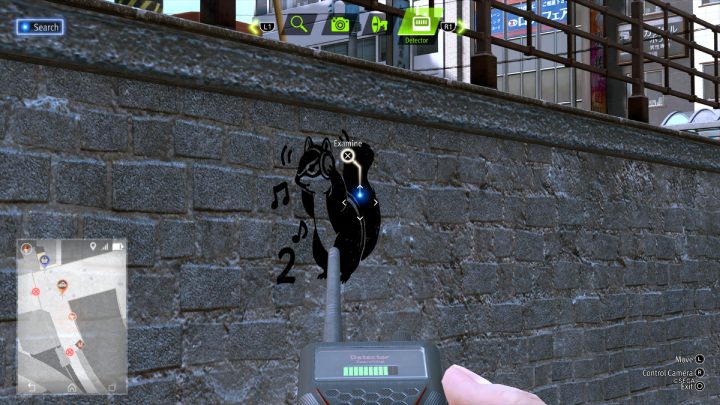 Use the detector to find the squirrel picture on the wall by the river - Lost Judgment: Squirrel search Commercial District - all squirrels, map - Ijincho - Lost Judgment Guide