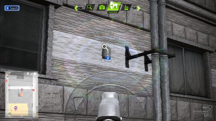 Using the Noise Amp, investigate the lamp at the back of the building where the EX Enhancement Belt equipment piece is hidden - Lost Judgment: Squirrel search In Shichifuku - all squirrels, map - Kamurocho - Lost Judgment Guide