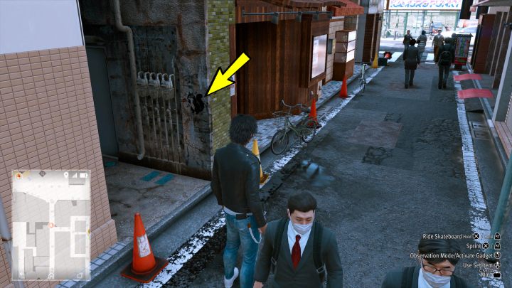The 39th image is located on the wall at N Senryo Avenue - Lost Judgment: Squirrel search E Shichifuku - all squirrels, map - Kamurocho - Lost Judgment Guide