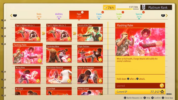 If your favorite fighting style is Tiger, get the Flashing Palm skill to easily break through your opponent's defenses - Lost Judgment: Best skills - Basics - Lost Judgment Guide