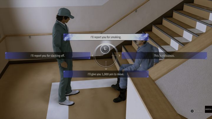 There will be a janitor sitting on the stairs - Lost Judgment: Chapter 1 Black Sheep - walkthrough - Main storyline walkthrough - Lost Judgment game guide