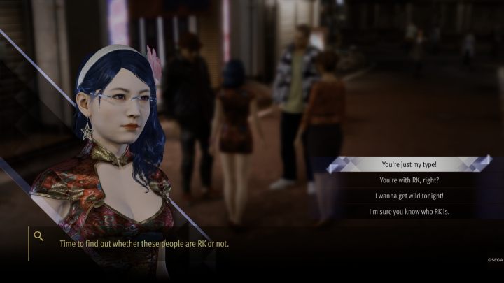 When talking to RK members, first select You're just my type - Lost Judgment: Chapter 6 Converging Heat - walkthrough - Main Storyline - Lost Judgment Guide