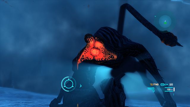 Gonroe's opened jaws are the best place to plunge your knife into. - Mission 2: First Thermal Post - Walkthrough - Lost Planet 3 - Game Guide and Walkthrough