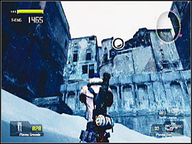 At the top of one of the building at the end of the street - Target Marks: Mission 6 - Target Marks - Lost Planet: Extreme Condition - Game Guide and Walkthrough