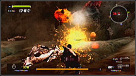 The monster has two main attacks - a normal punch that it draws using its claws, and a spin attack, when it starts to spin around the room and drop rocks on you - Mission 1 - Walkthrough - Lost Planet: Extreme Condition - Game Guide and Walkthrough