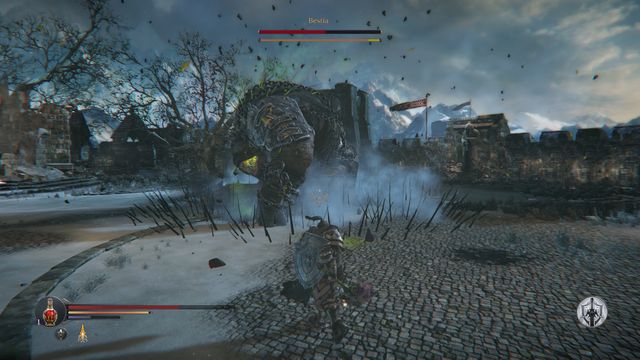 The spikes appear over a bigger area, with each consecutive jump. - The Beast - Keystone | Bosses - Bosses - Lords of the Fallen 2014 Game Guide & Walkthrough