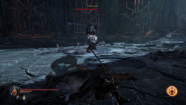 When the opponent throws his hammer your way, dodge the attack and run up to him. - Annihilator - Chamber of Lies | Bosses - Bosses - Lords of the Fallen 2014 Game Guide & Walkthrough