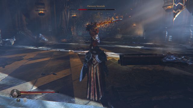 In the last phase, avoid the whirling boss. - Defeat the first guard | Keystone Citadel - Keystone Citadel - Lords of the Fallen 2014 Game Guide & Walkthrough