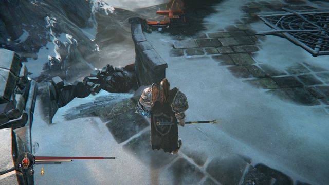 On the tower, there is a crossbowman, who has been shooting at you earlier. The stairs down takes you to more opponents. - Find Kaslo | Keystone - Keystone - Lords of the Fallen 2014 Game Guide & Walkthrough