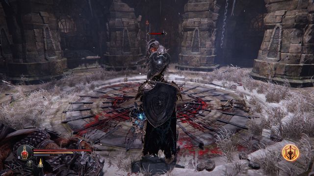 You can use the hole for your own ends and push an enemy in there - Find Antanas and Kaslo at the Monastery Citadel | Catacombs - Catacombs - Lords of the Fallen 2014 Game Guide & Walkthrough