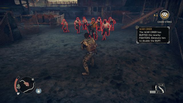 Enemies that are under War Criers buff are much more dangerous. - Grit Canyons | Gutgashs Territory - maps - Gutgashs Territory - maps - Mad Max Game Guide