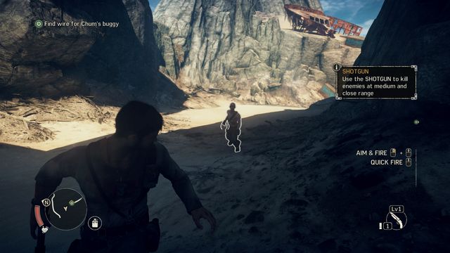 You can quickly eliminate the running enemy with a shotgun. - Feral Man | Story missions - Story missions - Mad Max Game Guide